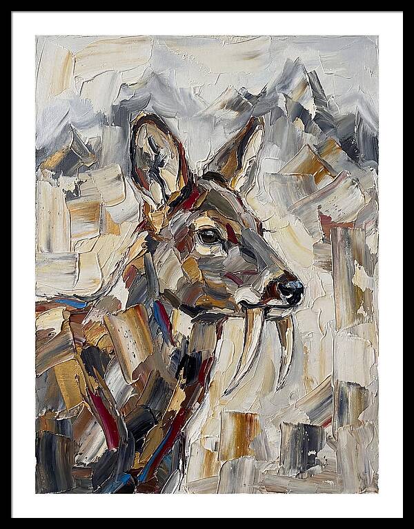 Musk Deer Portrait In Palette Knife Style