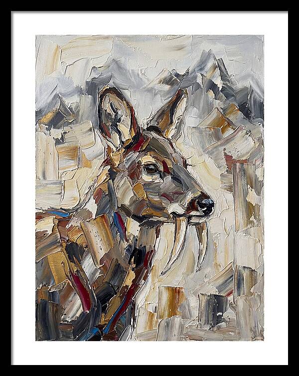 Musk Deer Portrait In Palette Knife Style
