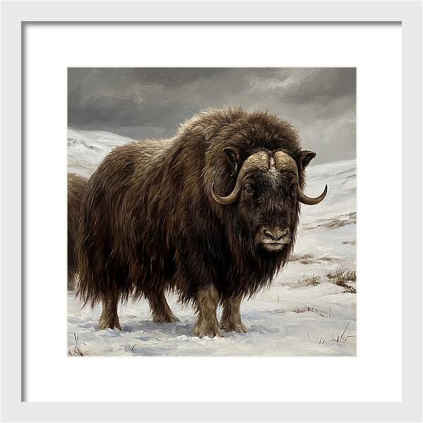 Musk Ox Amidst Snowy Terrain