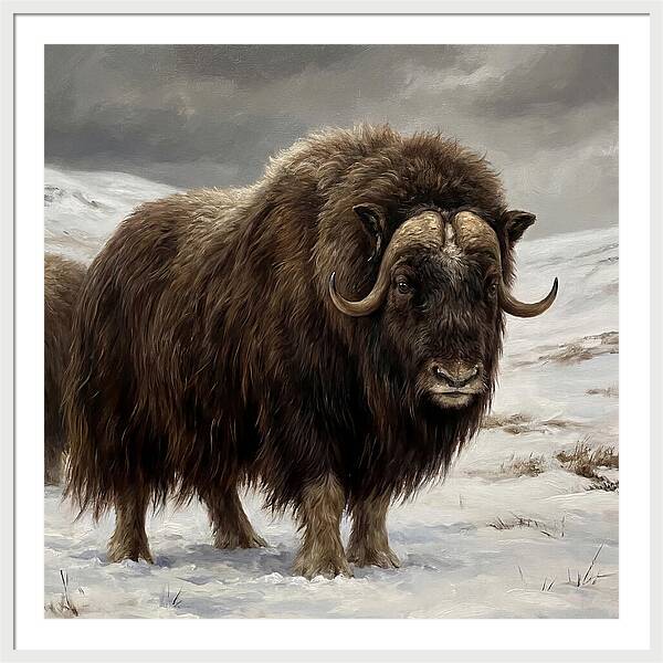 Musk Ox Amidst Snowy Terrain