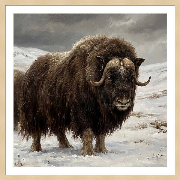 Musk Ox Amidst Snowy Terrain