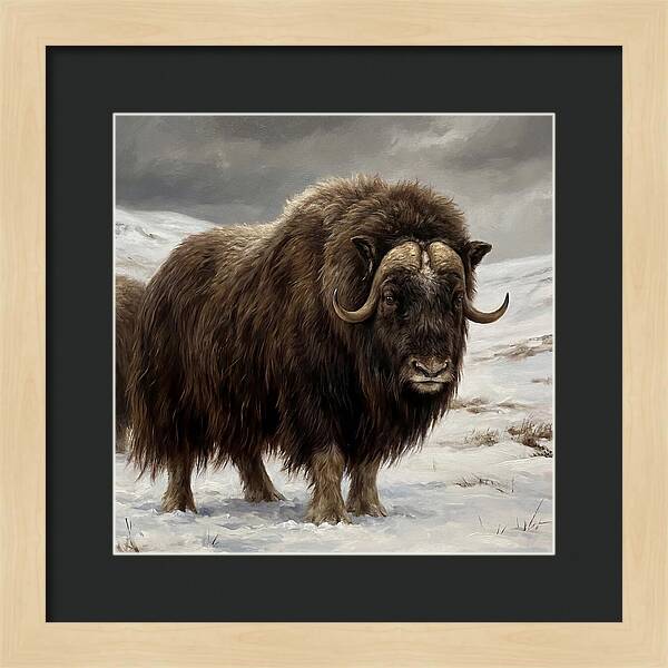 Musk Ox Amidst Snowy Terrain