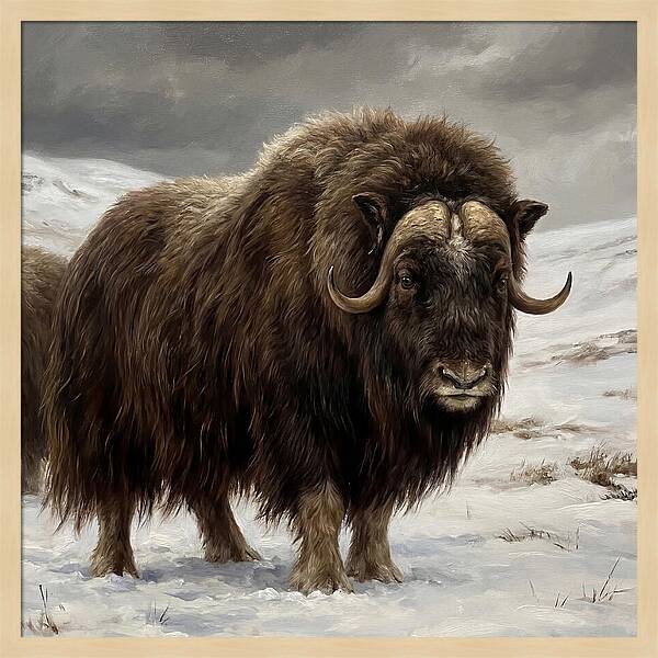 Musk Ox Amidst Snowy Terrain
