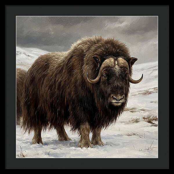 Musk Ox Amidst Snowy Terrain