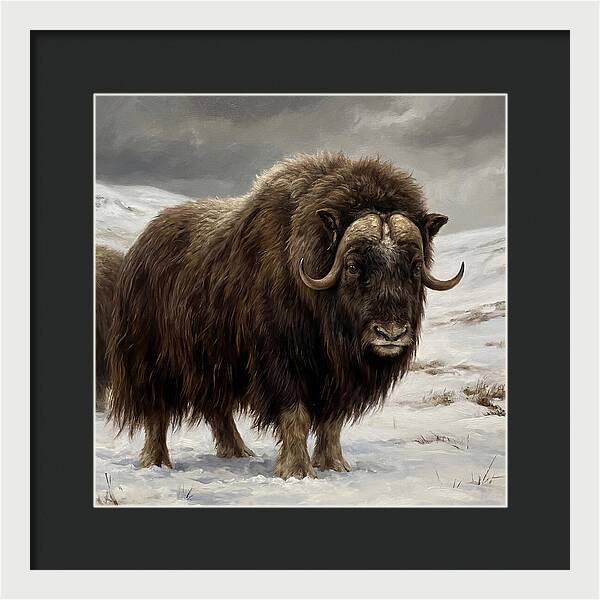 Musk Ox Amidst Snowy Terrain
