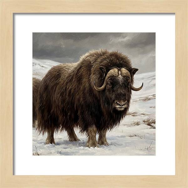 Musk Ox Amidst Snowy Terrain