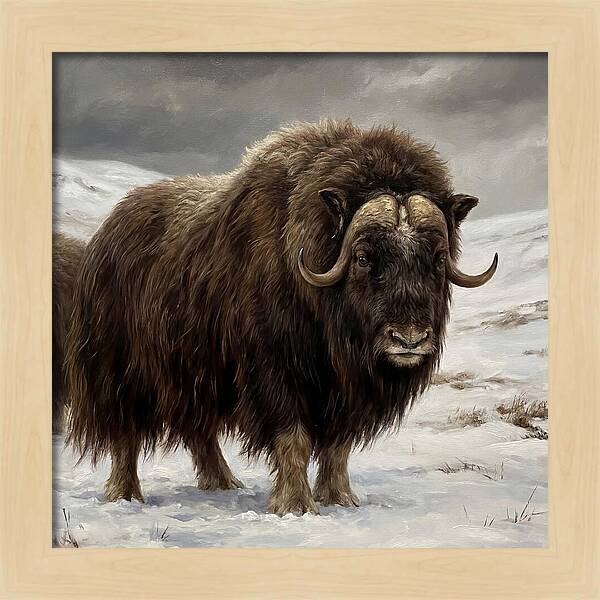 Musk Ox Amidst Snowy Terrain
