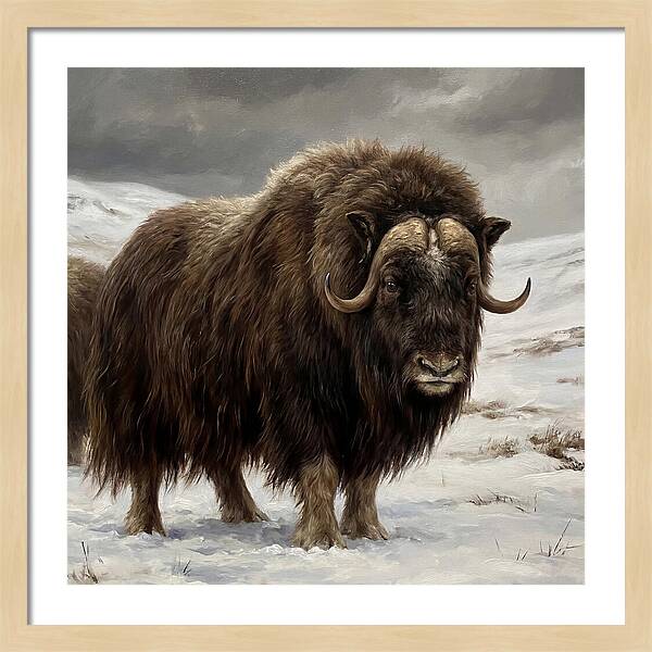 Musk Ox Amidst Snowy Terrain