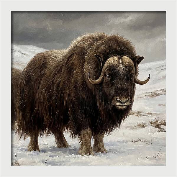 Musk Ox Amidst Snowy Terrain