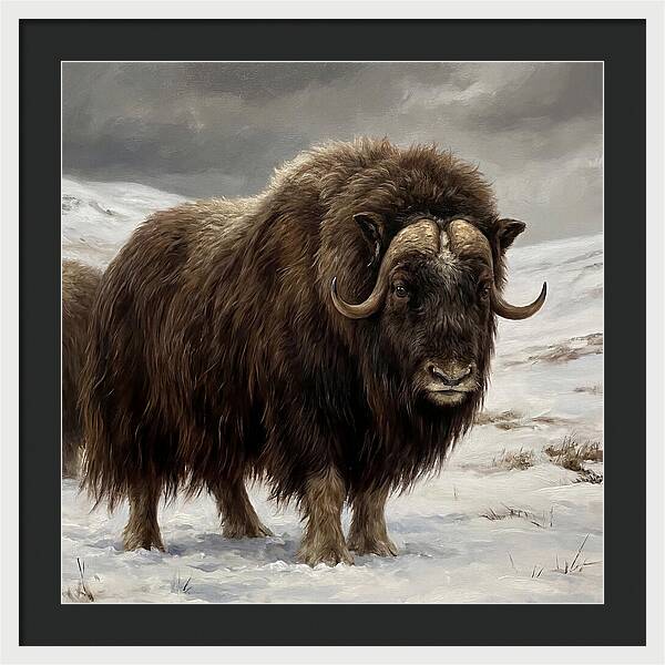 Musk Ox Amidst Snowy Terrain