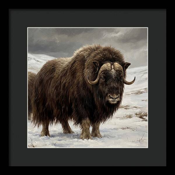 Musk Ox Amidst Snowy Terrain