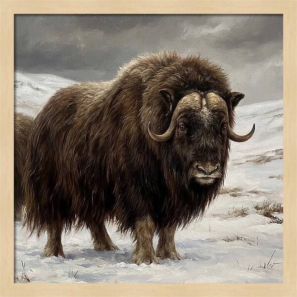 Musk Ox Amidst Snowy Terrain