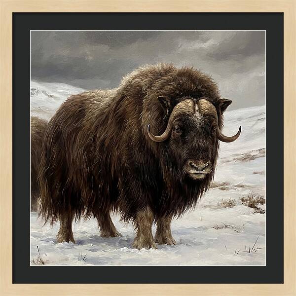 Musk Ox Amidst Snowy Terrain