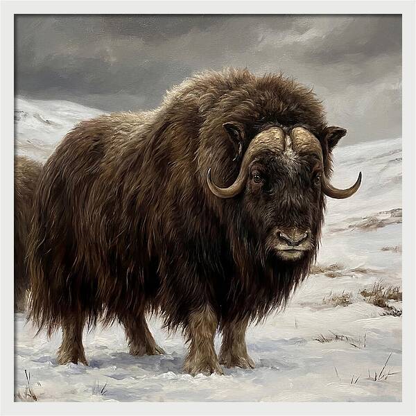 Musk Ox Amidst Snowy Terrain