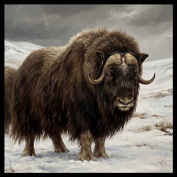 Musk Ox Amidst Snowy Terrain