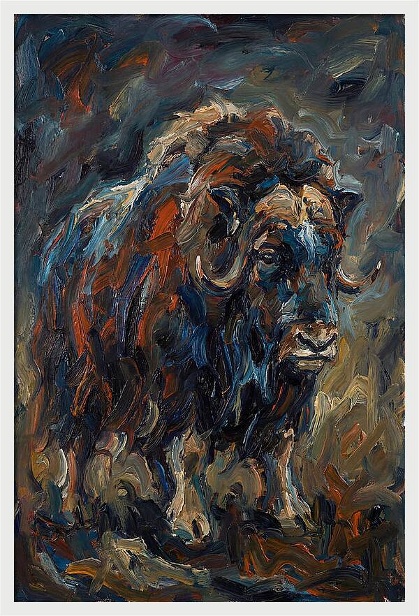 Musk Ox In Expressionist Style