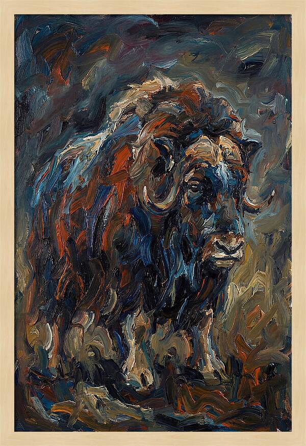 Musk Ox In Expressionist Style
