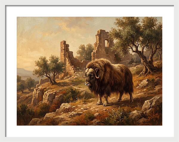 Musk Ox In Mediterranean Ruins