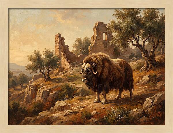Musk Ox In Mediterranean Ruins