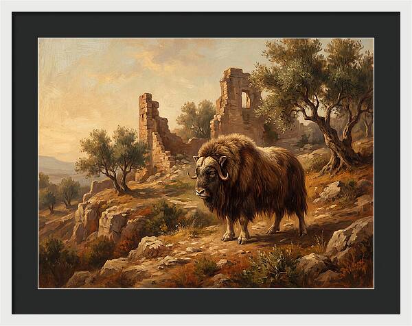 Musk Ox In Mediterranean Ruins