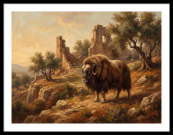 Musk Ox In Mediterranean Ruins