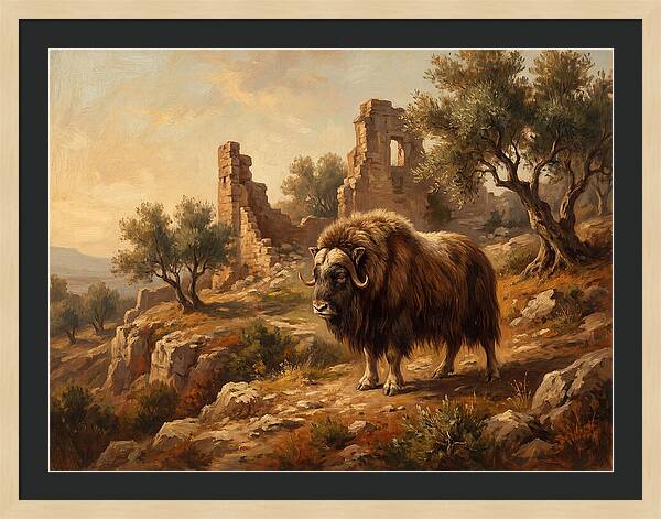 Musk Ox In Mediterranean Ruins