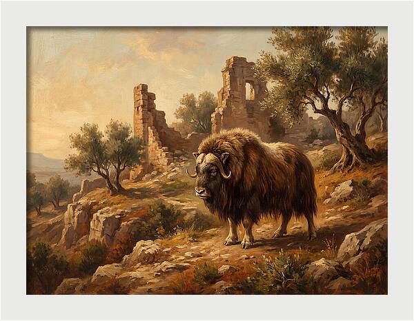 Musk Ox In Mediterranean Ruins
