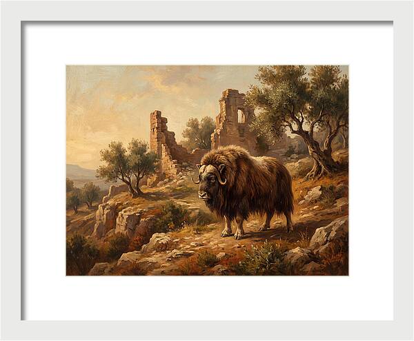 Musk Ox In Mediterranean Ruins
