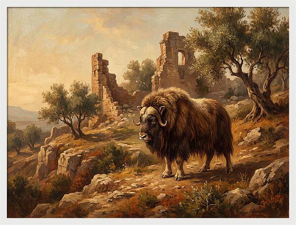 Musk Ox In Mediterranean Ruins