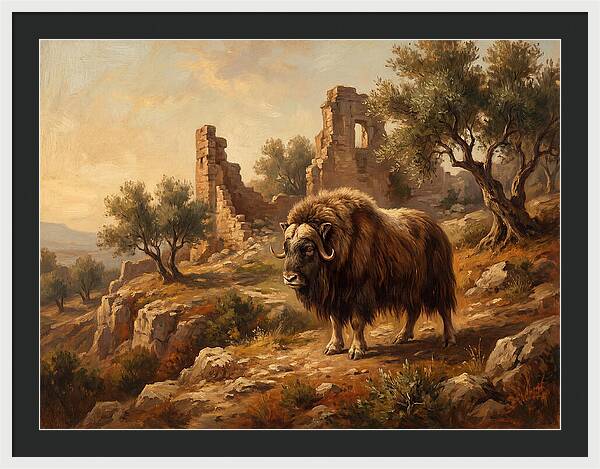 Musk Ox In Mediterranean Ruins