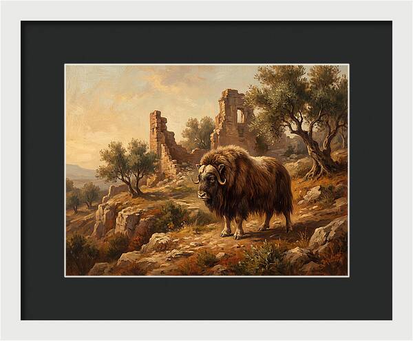 Musk Ox In Mediterranean Ruins