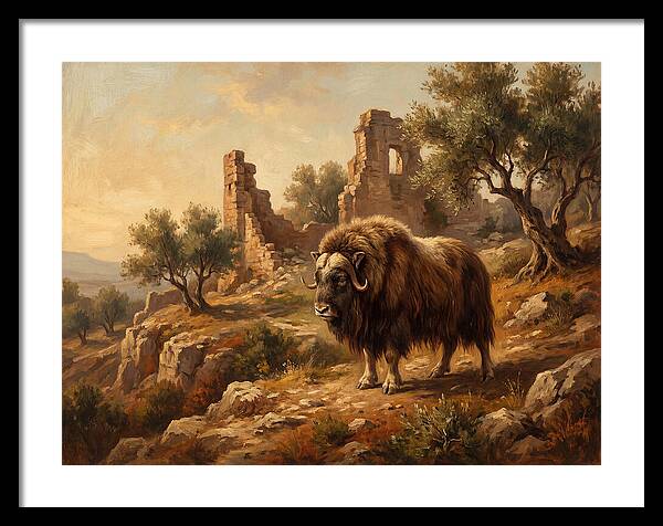 Musk Ox In Mediterranean Ruins