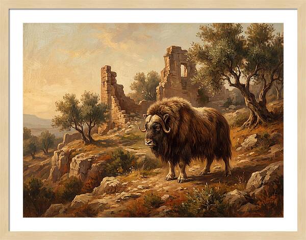Musk Ox In Mediterranean Ruins