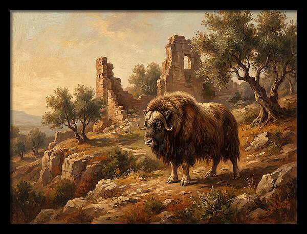 Musk Ox In Mediterranean Ruins