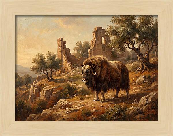 Musk Ox In Mediterranean Ruins