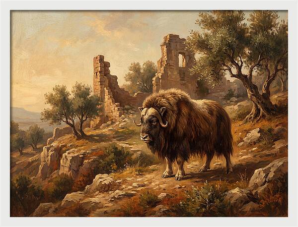 Musk Ox In Mediterranean Ruins