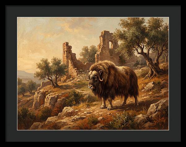 Musk Ox In Mediterranean Ruins
