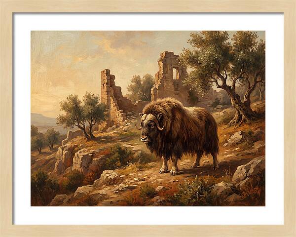 Musk Ox In Mediterranean Ruins