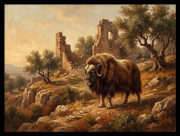 Musk Ox In Mediterranean Ruins