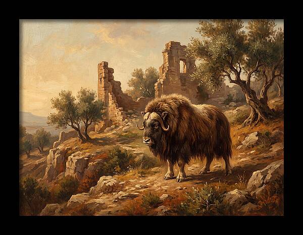 Musk Ox In Mediterranean Ruins