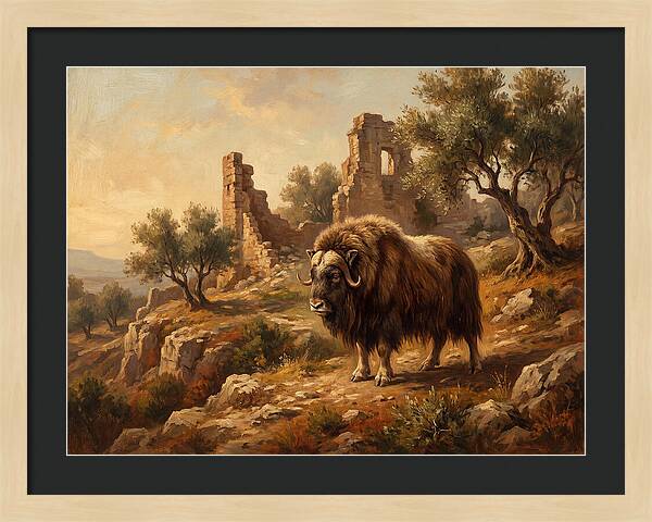 Musk Ox In Mediterranean Ruins