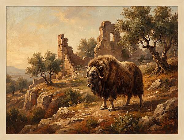 Musk Ox In Mediterranean Ruins