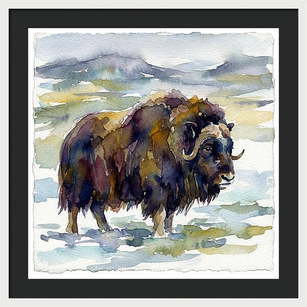 Musk Ox In Watercolor