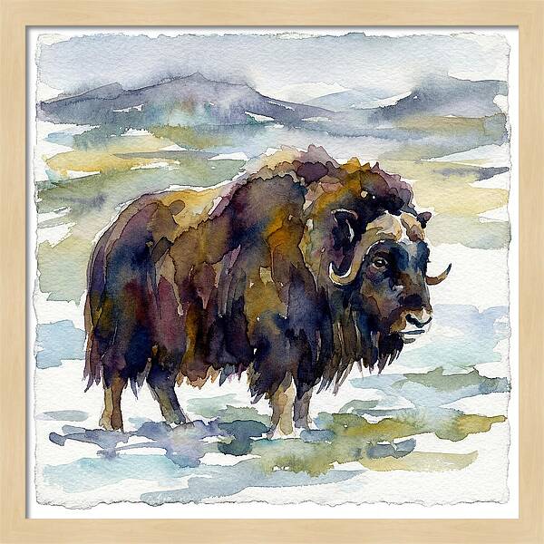 Musk Ox In Watercolor