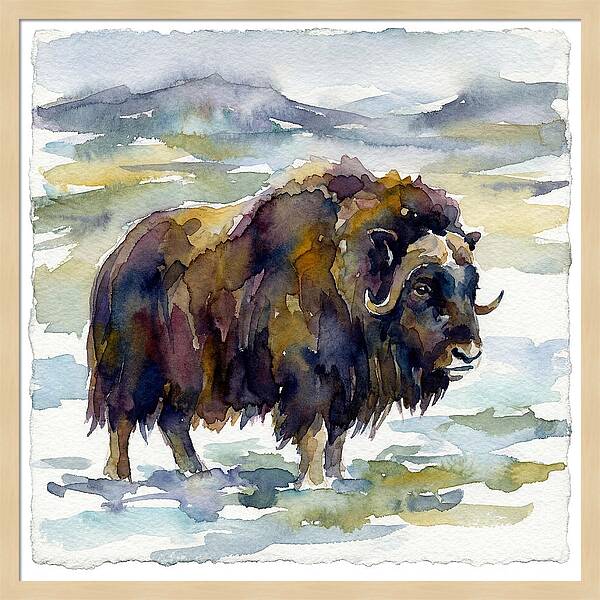 Musk Ox In Watercolor