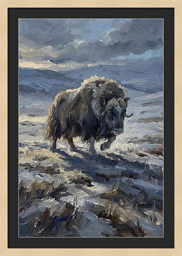 Musk Ox In Winter Landscape