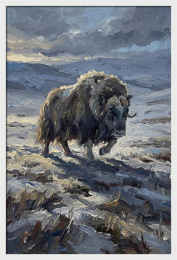 Musk Ox In Winter Landscape