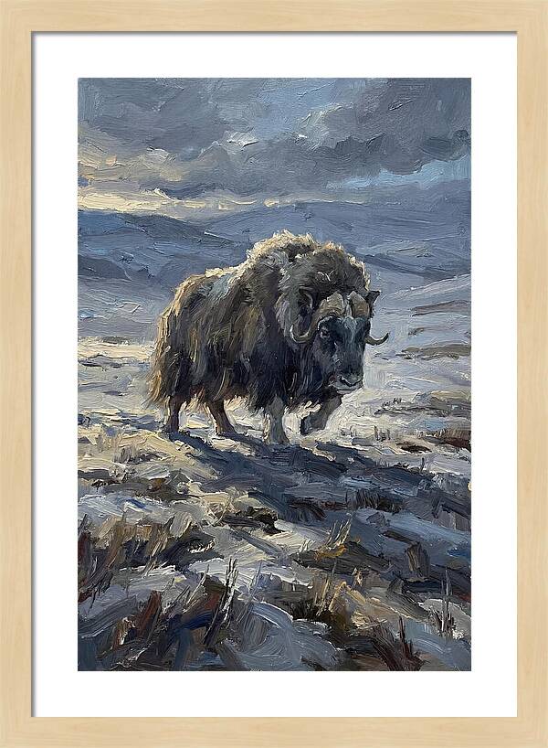 Musk Ox In Winter Landscape