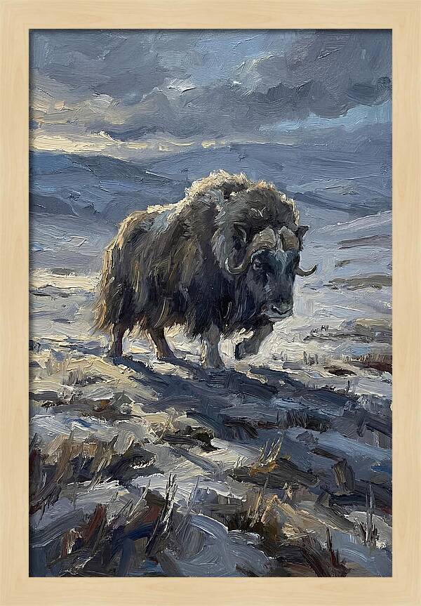 Musk Ox In Winter Landscape