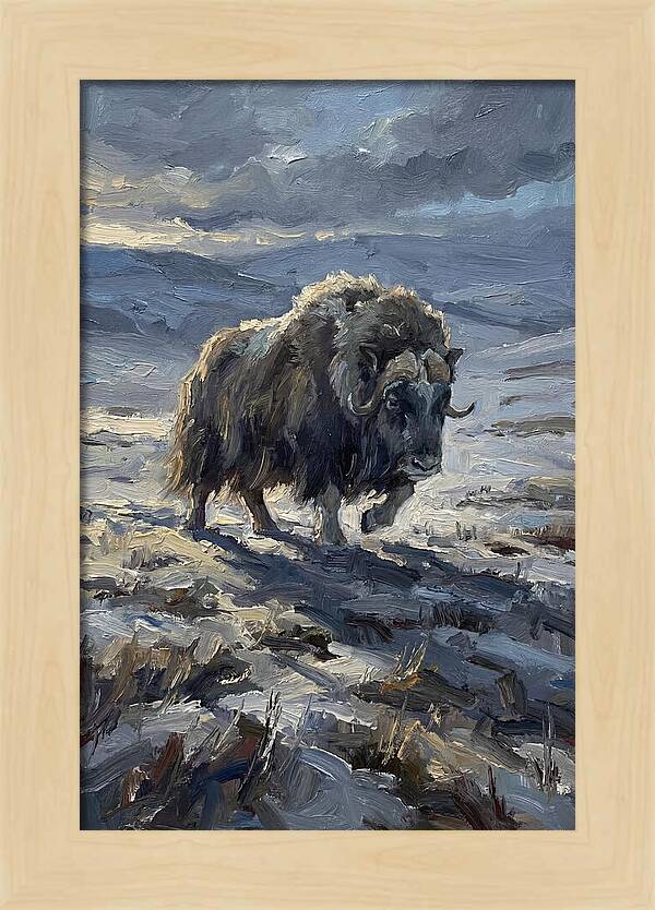 Musk Ox In Winter Landscape